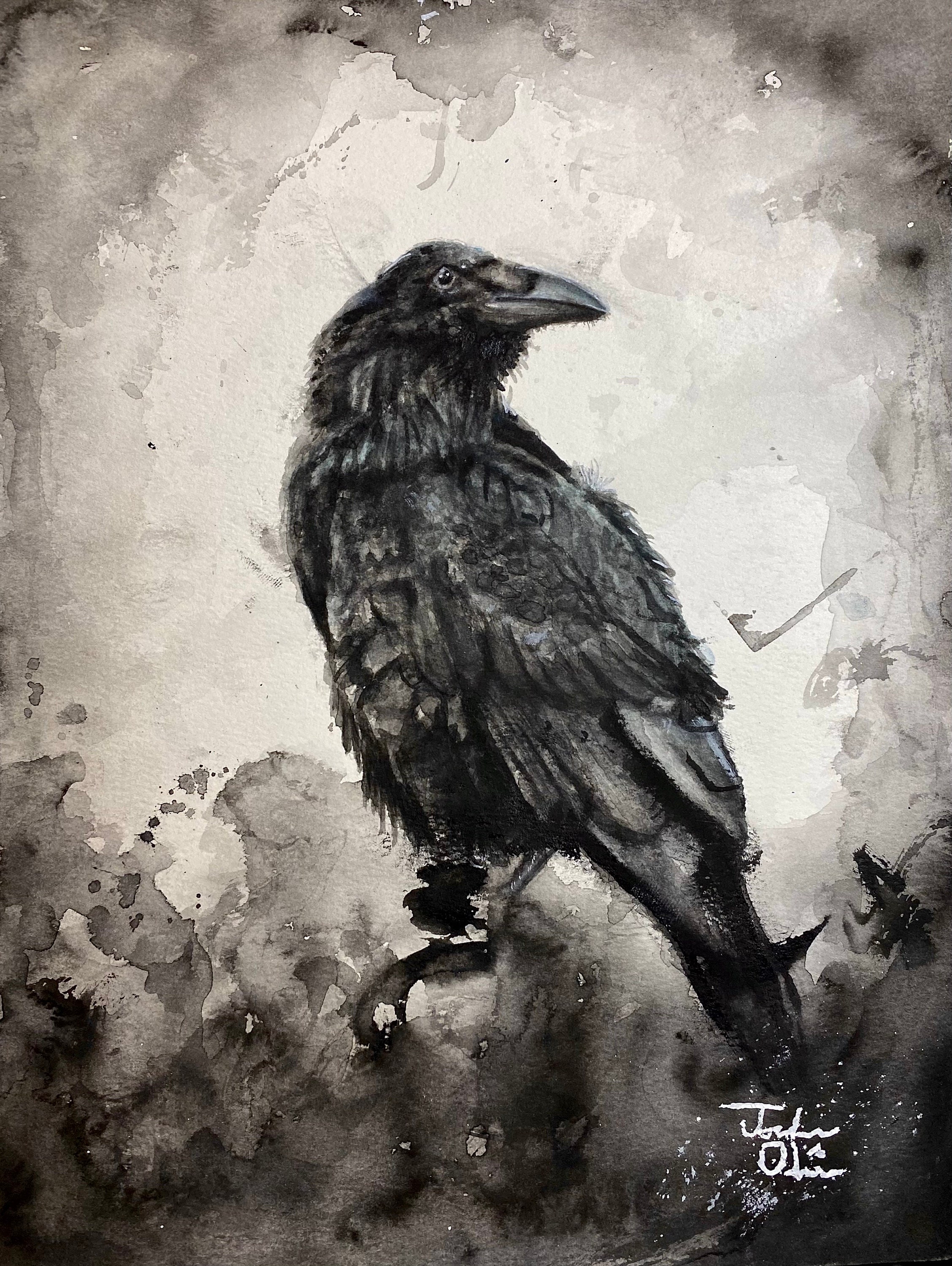 Signed Crow Art print | 8.5”x11” Original Art Print | Crow Art | Nature Painting | Woodland Animal Wall Art | Bird Painting