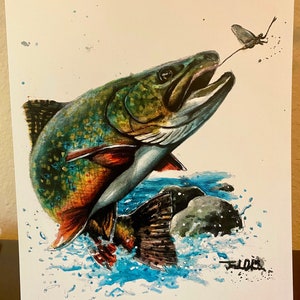 Rainbow Trout Signed Print | 8.5”x11” Original Art Print | Trout Art | Fishing Art | fish Wall Art