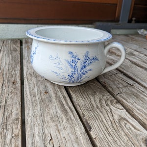 French Chamber Pot, Blue Birds, Luneville, Antique, French jardiniere, Planter