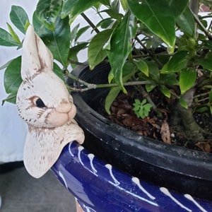 Bunny Plant Hanger, Vintage Bisque Bunny Rabbit, Cute piece to hang on the POT