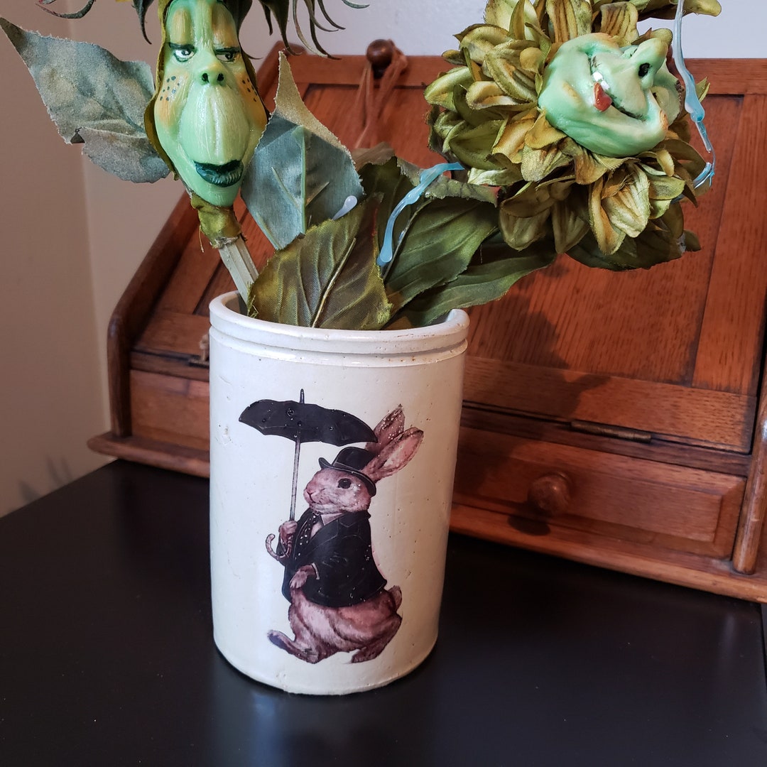 Stoneware Crock, Antique , Dapper English Gentleman Rabbit With ...