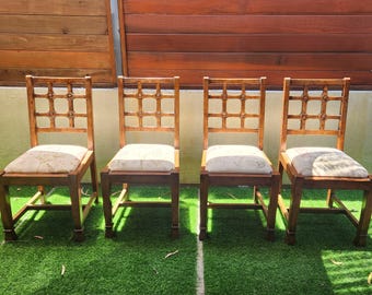 4 Dining Chairs , English Custom , One of  a Kind, Alderwood, Floral seats, Ambrose Heel