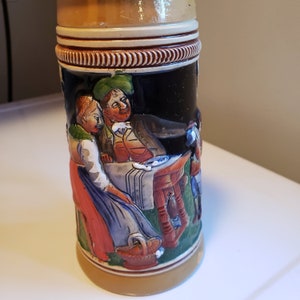 Stein, Vintage Bavaria, Octoberfest, Lidded Beer Mug, German Barmaid