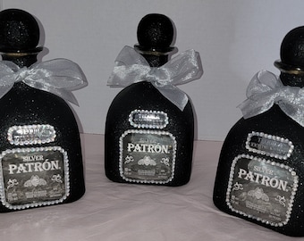 Glam Bling Black Patron Bottle (empty)