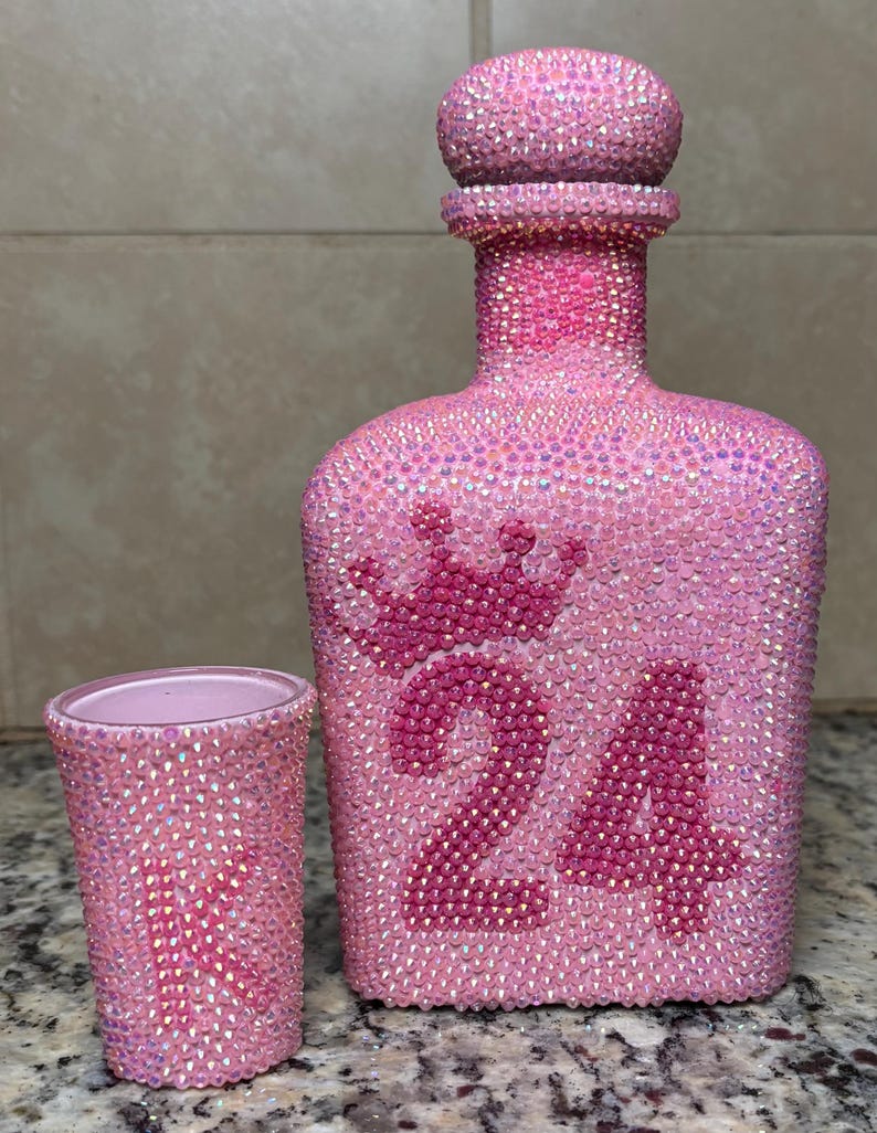 Sticker Bottle Rhinestone Glam Bling Rhinestone Patron Glass Bottle Decanter (empty) - Etsy
