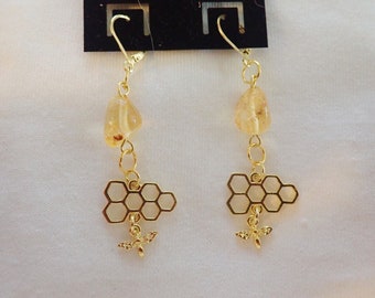 Honeycomb and Citrine Earrings