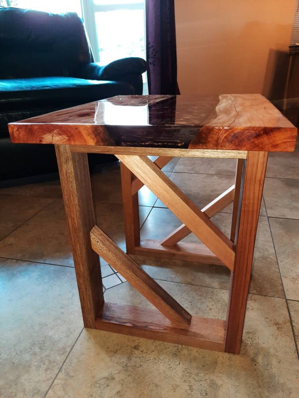 Epoxy Coffee Table Live Edge Wood Etsy