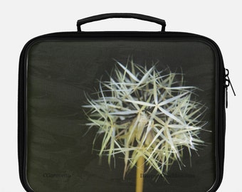 Dandelion Skeleton Flower, photo on a Lunch Box Tote Bag