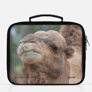Visage de chameau, photo sur une boîte à lunch Tote bag