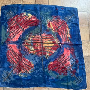 Vintage Italian Designer Belloth Blue Neckerchief Scarf 30&quot;