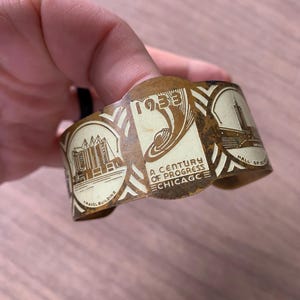 Vintage 1933 Chicago World&#39;s Fair Art Deco Souvenir Bracelet