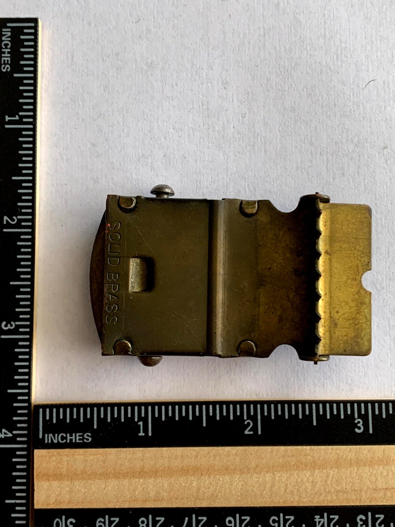 Vintage WWII Uniform Brass Buckle NOS Vets Estate Web Belt Canvas Adjustable 1.5 Patina Unique