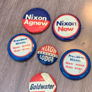 Vintage Lot Of 6 Nixon Presidential Political Pins Flash Support Buttons