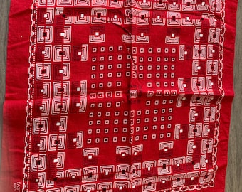 Vintage Trunk Down  Bandanas Handkerchief USA Cotton Red Excellent