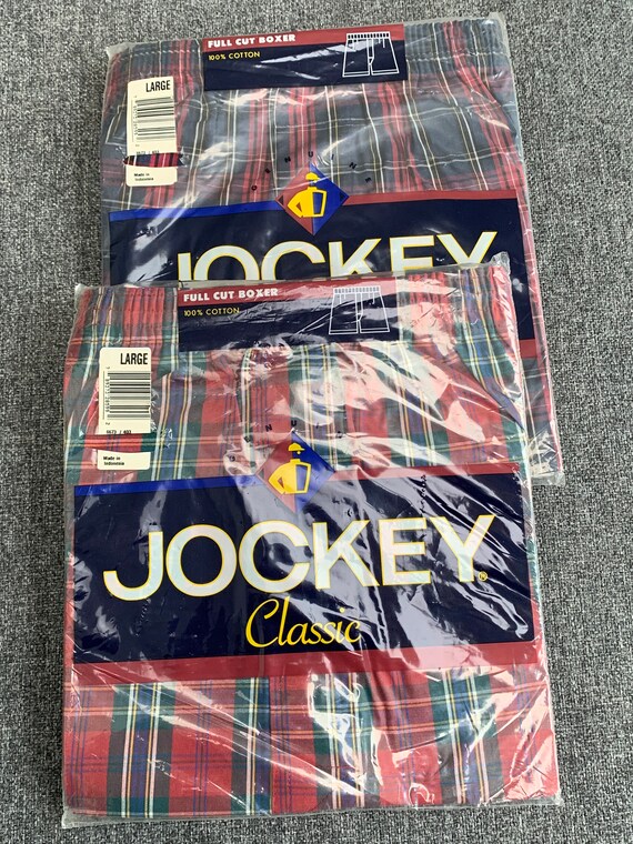 Vintage Mens Boxers Jockey Plaid Cotton Large Full Cu… Gem