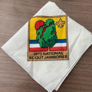 Vintage Blue 1973 National Scout Jamboree Neckerchief Handkerchief Bandana Looks Unused