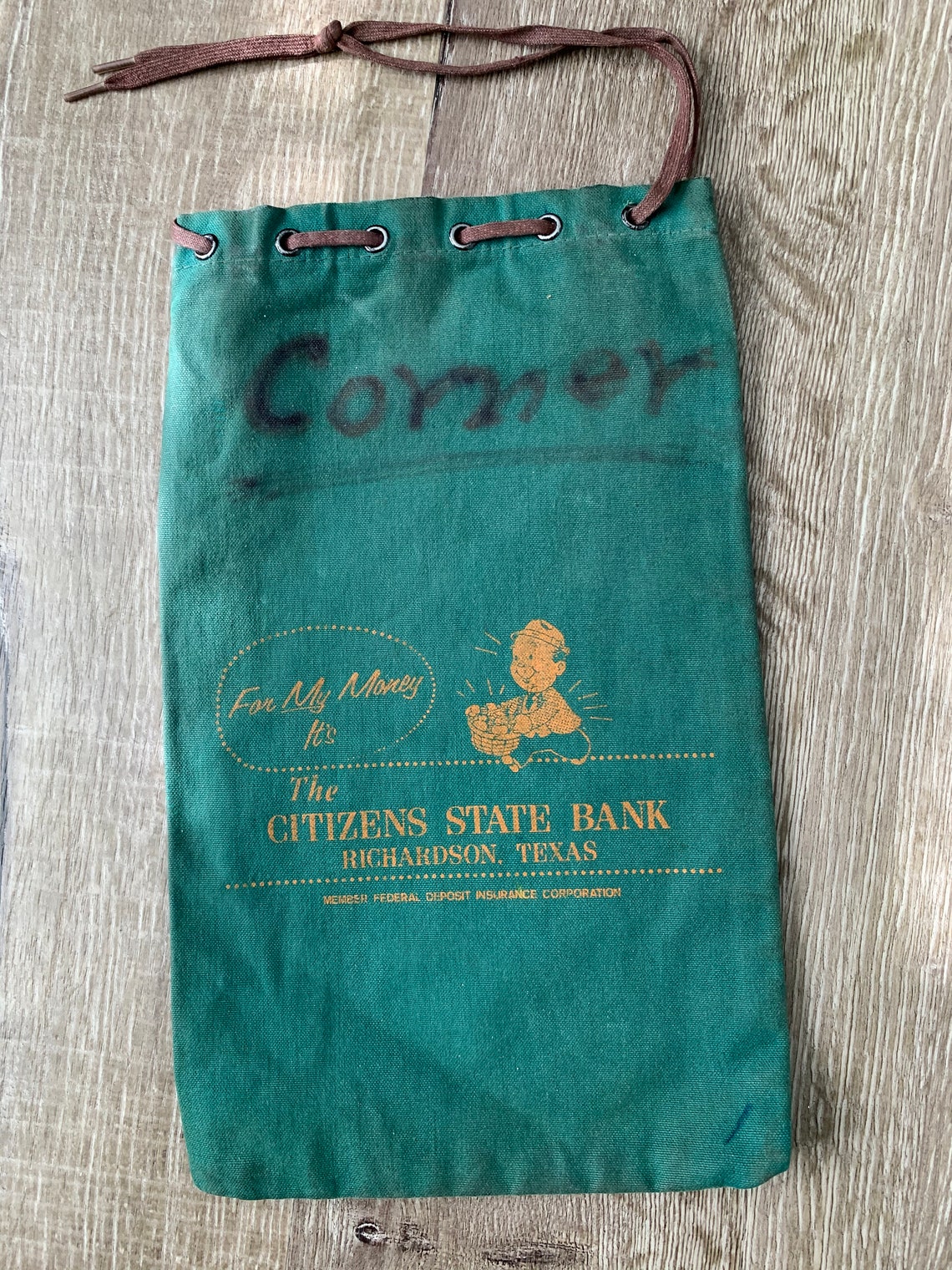 Canvas Money Bag Richardson Texas Coin Stuff Sack Citizens Etsy