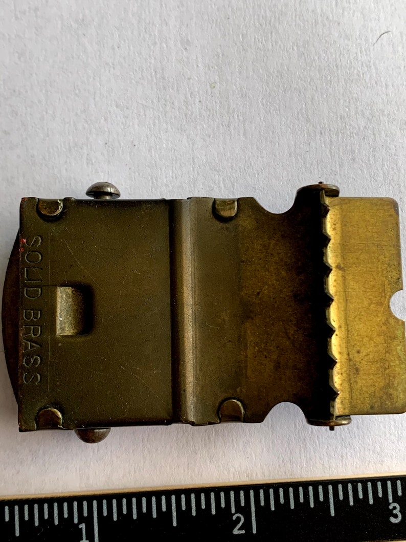 Vintage WWII Uniform Brass Buckle NOS Vets Estate Web Belt Canvas Adjustable 1.5 Patina Unique