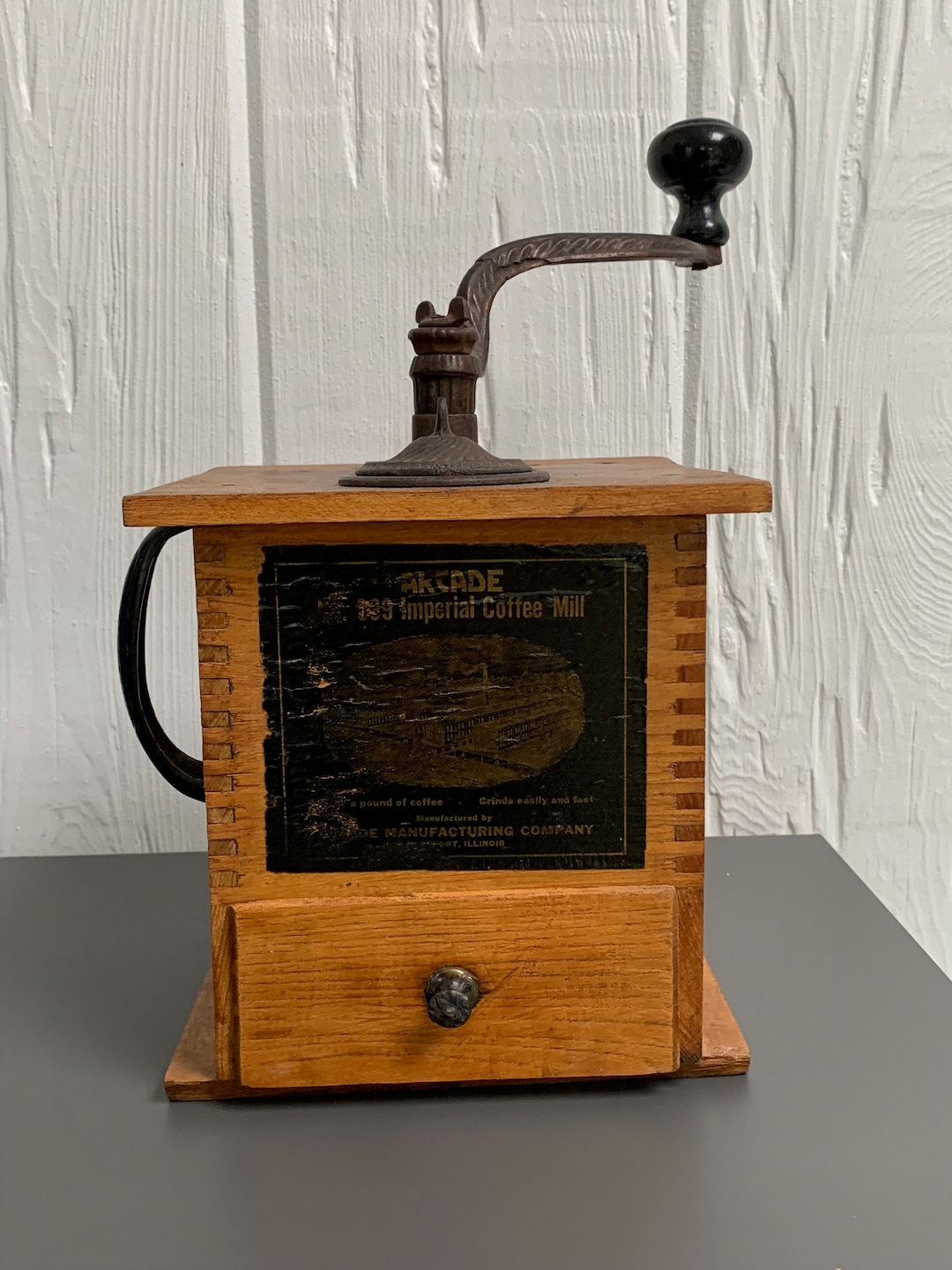 Antique Arcade Coffee Mill Grinder Tall Imperial Wood & Cast Etsy