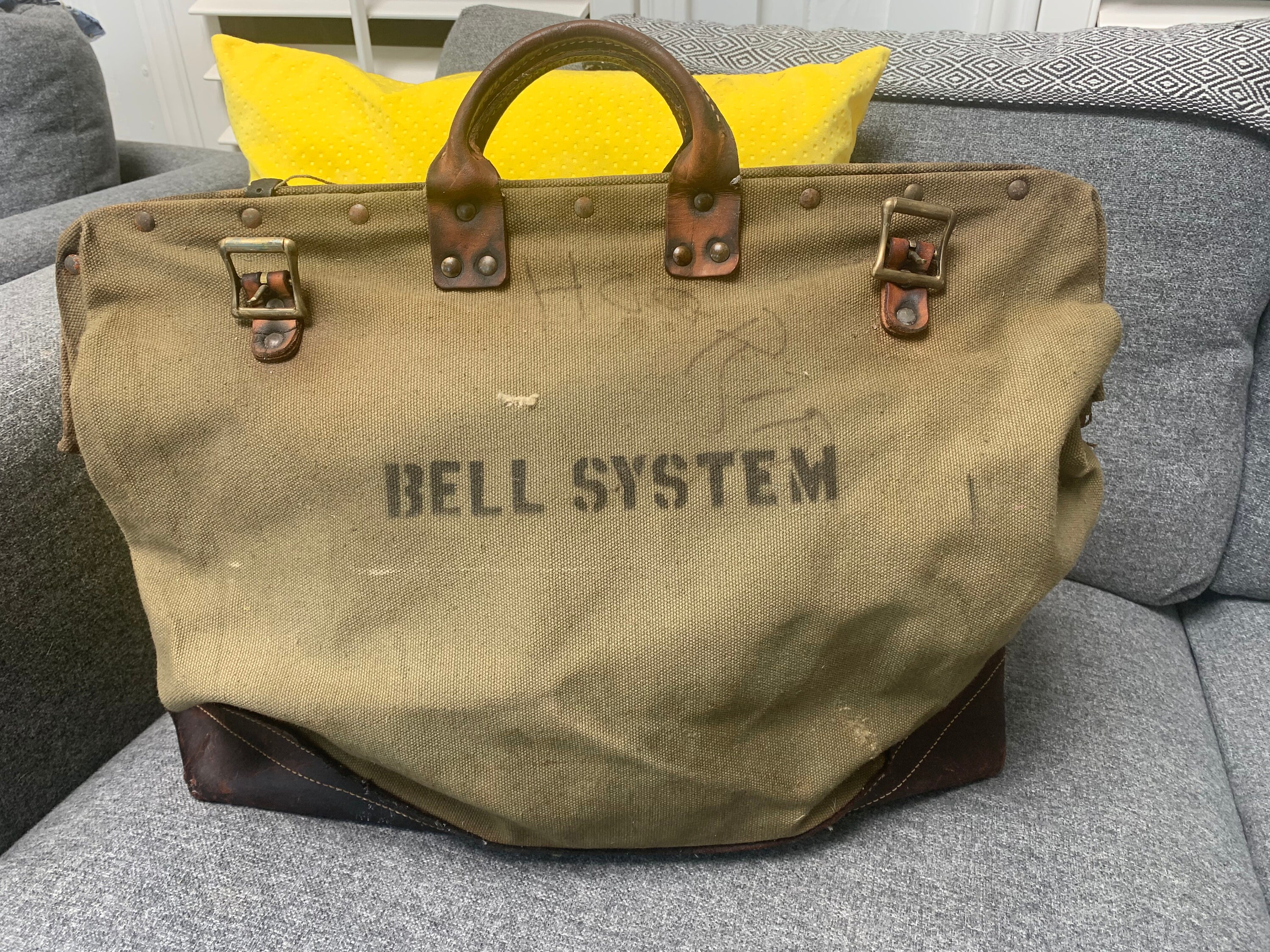 Vintage 1950's Bell System Telephone Canvas Tote Tool Bag