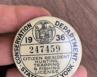 Bouton Permis De Chasse Et Pêche – New Jersey 1931 – Non-résident & Alien