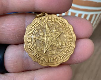 Free Mason Masonic Medallion Fob 1939 NY World's Fair Grand