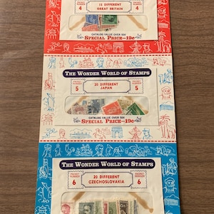 Vintage Stamp Collection On Card Sealed The Wonder World Of Stamps #4 5 6    NEW OLD STOCK