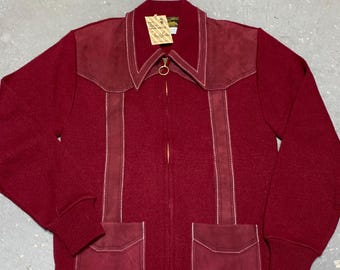Vintage Anderson-Little Suede Leather Acrylic Rockabilly Shirt Long Collar New Old Stock Small * Use Measurements