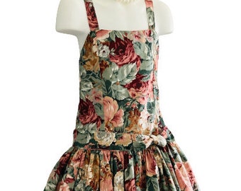 Girls Floral Rose Cotton Dropwaist Dress Size 4T