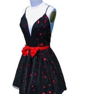 Black & Red Polka Dot Halter Back Skater Dress
