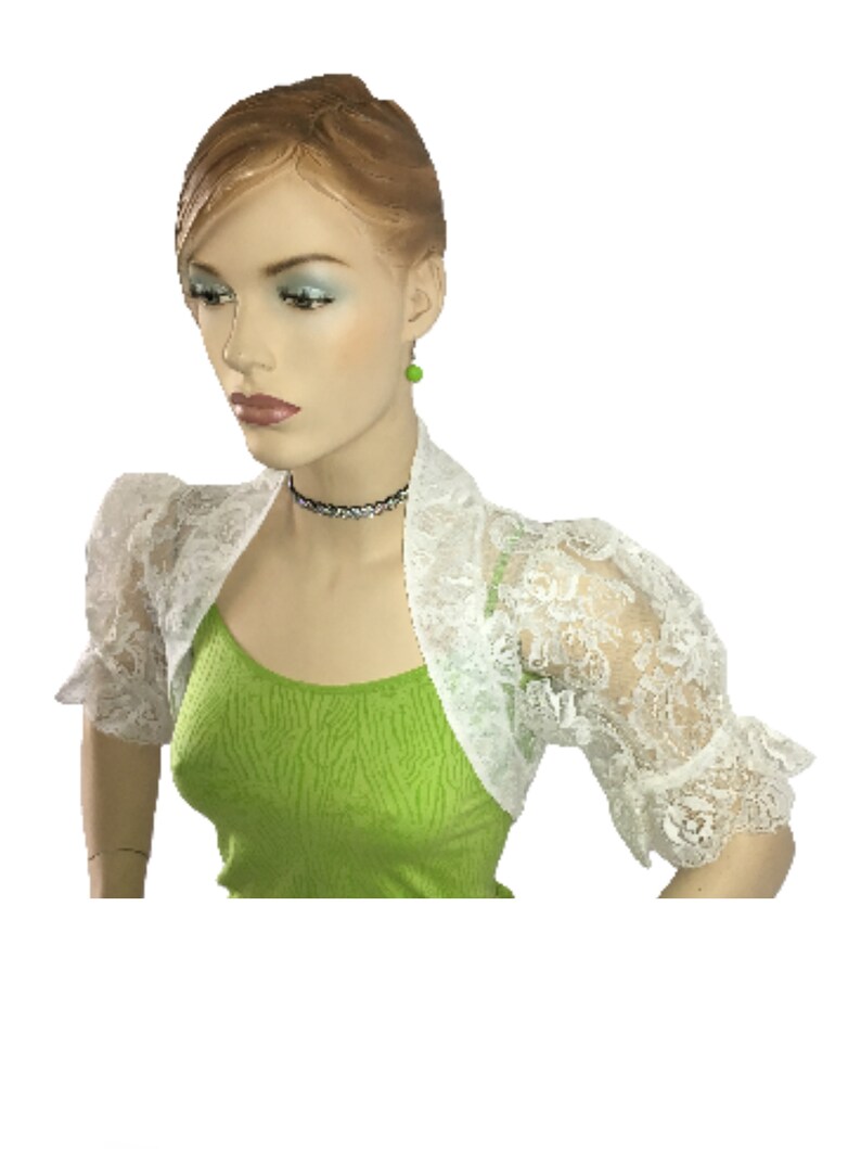Women's Short Sleeve Sheer Ivory Bridal Lace Boleros Etsy