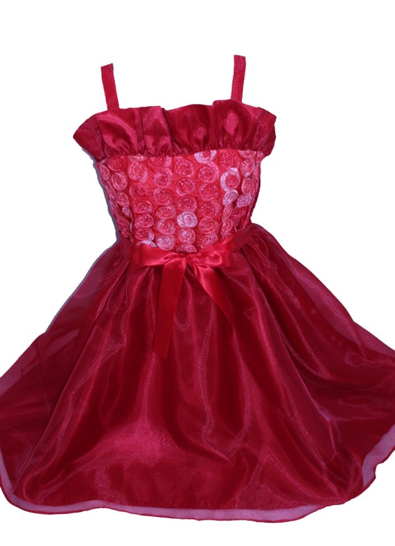 Formal Red Rosette Flower Girl Dress - Etsy