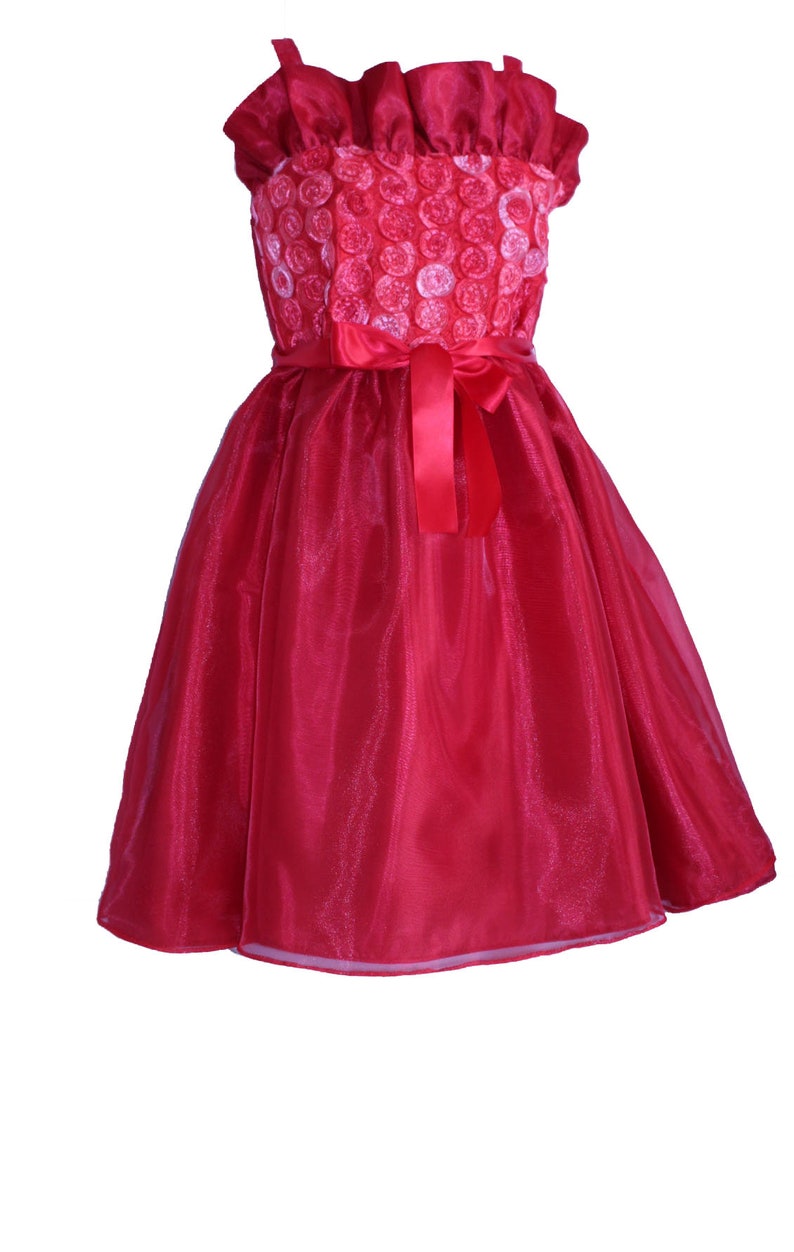 Formal Red Rosette Flower Girl Dress Etsy