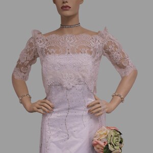 Women's Sheer Bridal Eyelash Edge Lace Shrug image 4