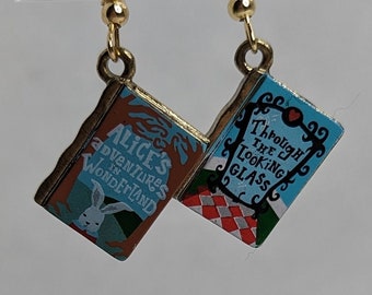 Alice in Wonderland Earrings, book earrings, disney earrings