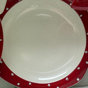 8 x Vintage Stylecraft Midwinter Red Domino Sidotallrikar av Jessie Tait 1950-talet