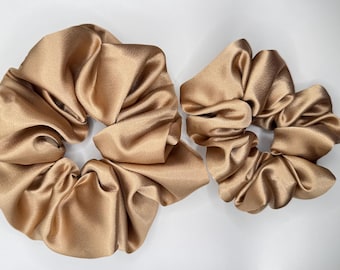 Silky Satin Scrunchie Set of 2: Caramel Hair Accessories