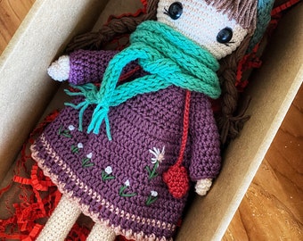 Crochet Doll, Handmade toys, Gift for daughter, Birthday gift for girl, Crochet handmade princess, Doll with accessories, Knitting doll