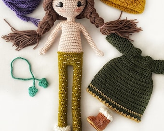 Handmade Gift for kids, Crochet Doll for Sale, Doll for girls, gift for her, Doll with clothes, for daughter, 1st birthday gift, Knit Doll,