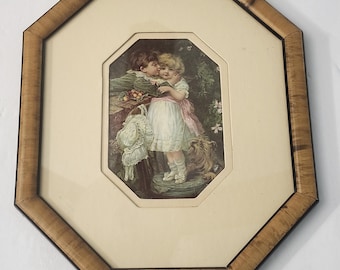 Vintage Over the Garden Wall 1910 Framed Octagon Print Academy Arts