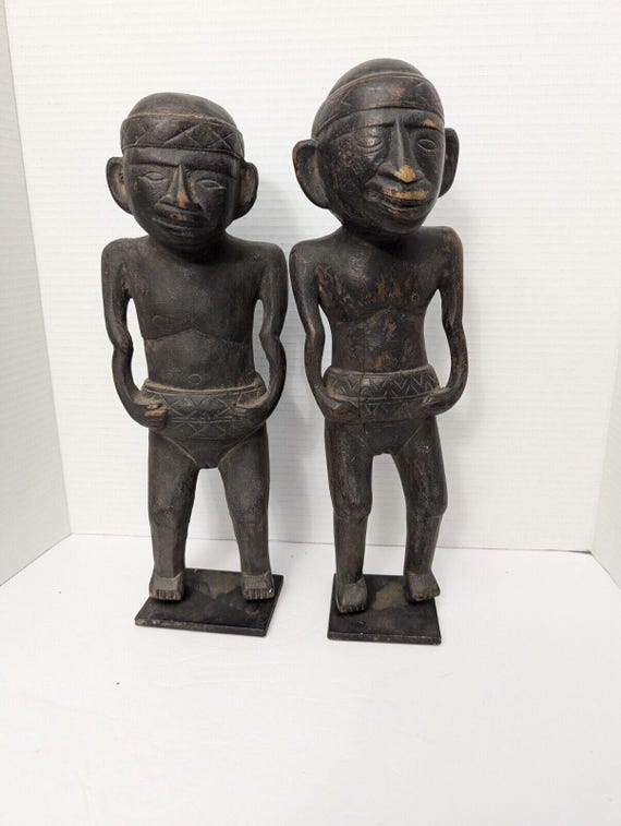 アフリカンアート 木彫り像 2体セット アフリカ彫像2体セット