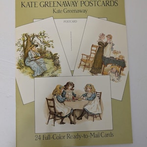 Vintage Kate Greenaway 1987 24 Cartões postais coloridos Livreto intacto