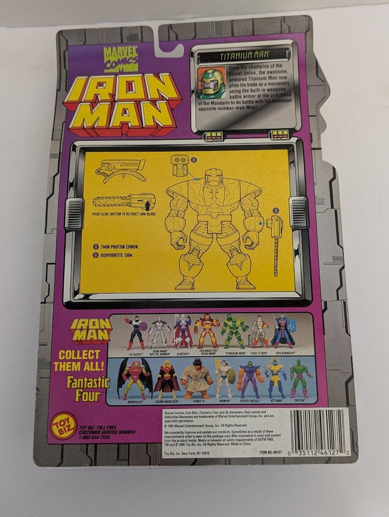 1995 Toy Biz Marvel Iron Man Titanium Man Retractable Blade Action Figures New image 4