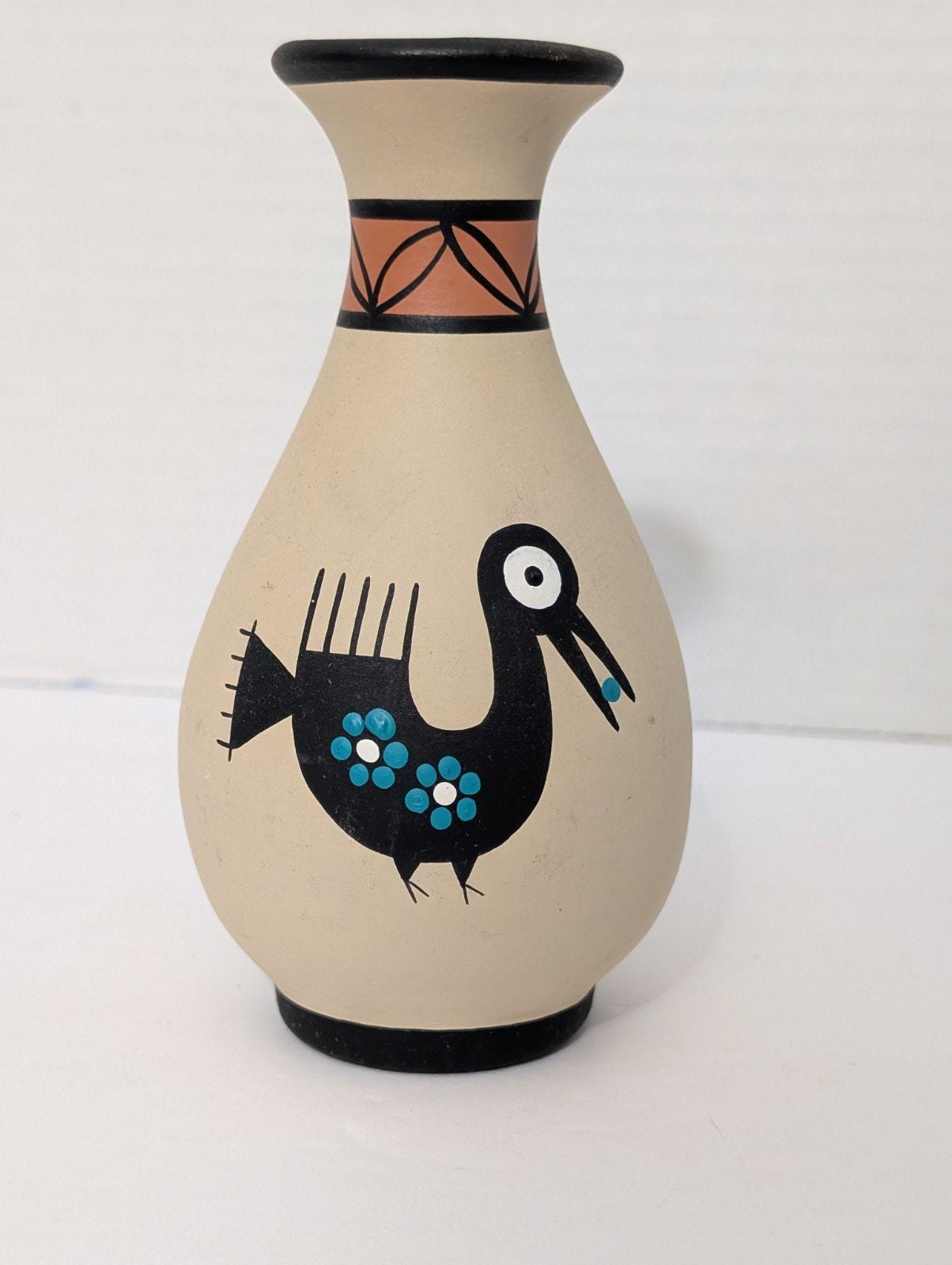 Vintage Kopa Pottery Hand Painted Hohokam Bird Vase Arizona Studio