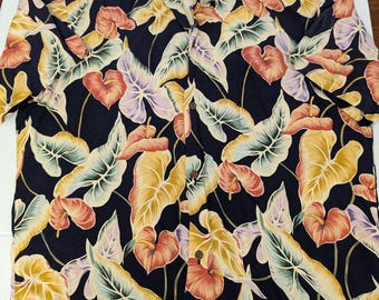 Camisa Havaiana Clássica Pineapple Juice, Tamanho Masculino, Estampa Floral Tropical em Viscose, EUA