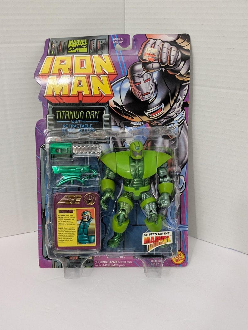 1995 Toy Biz Marvel Iron Man Titanium Man Retractable Blade Action Figures New image 1