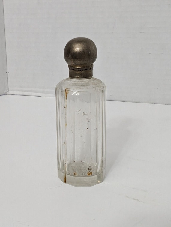 Antique Silver Topped Glass Perfume Bottle