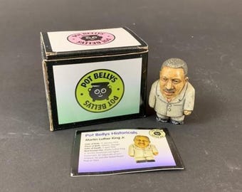 Martin Luther King Jr MLK Pot Belly Carved Miniature Figure in Orginal Box