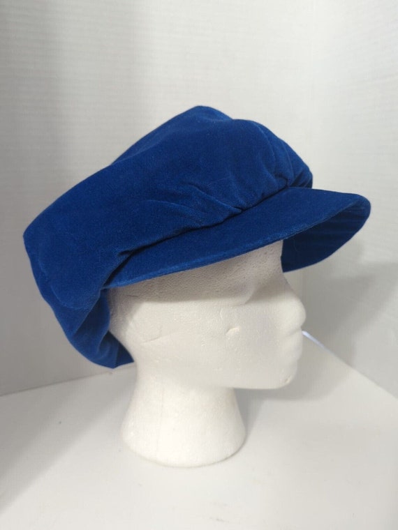 Vintage Womans Velvet Blue Newsboy Style Hat - image 2