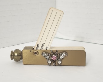 Vintage Metal Mechanical Pull Out Pocket Address Book Butterfly Unused
